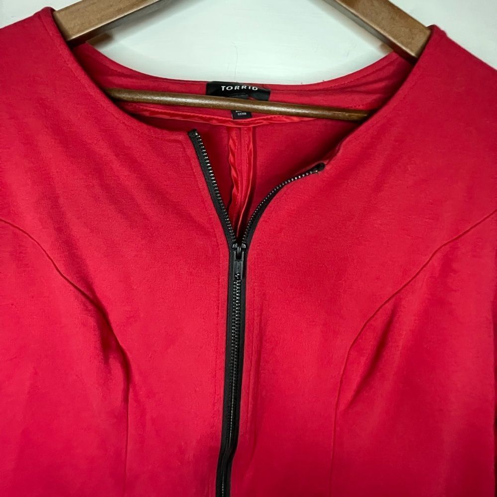 torrid 2 Ponte Knit Peplum Zip Up Jacket - Picture 3 of 12